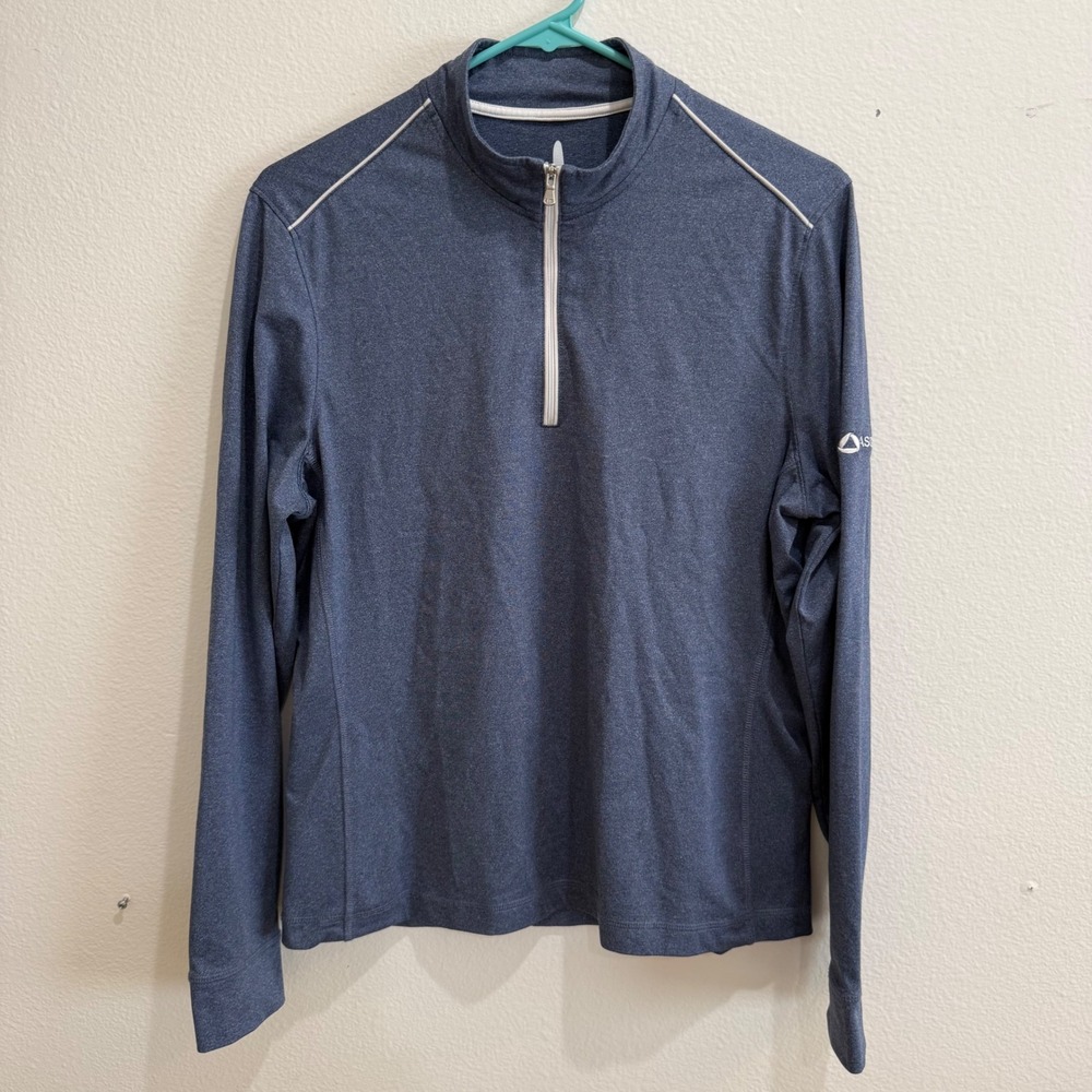 Johnnie-O Mens Blue Heathered Performance Quarter Zip Pullover Sweater Size M